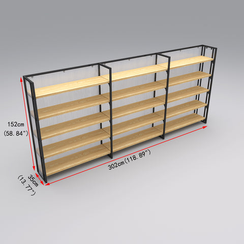 GUHUI-3-Bay-Modular-Retail-Wall-Display-Shelving-Unit-with-Wood-Shelves-Black-Frame-302cm_2