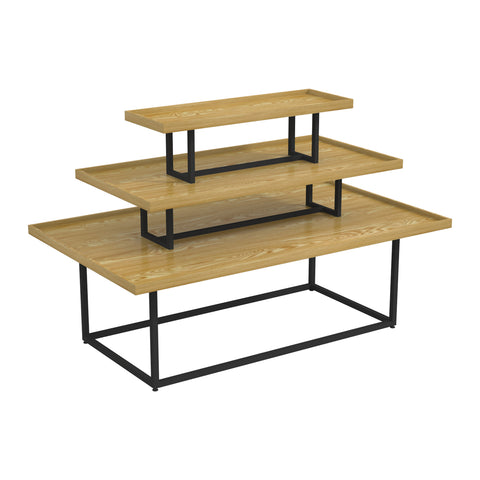 GUHUI-3-Tier-Retail-Display-Table-with-Natural-Wood-Shelves-Black-Metal-Frame