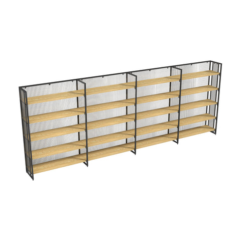GUHUI-4-Bay-Retail-Wall-Shelving-Unit-with-Wood-Shelves-Black-Frame-Modular-Gondola-Display-402cm_1