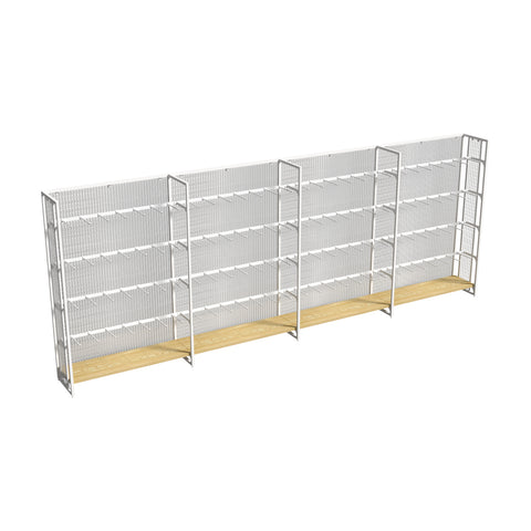 GUHUI-4-Section-Wall-Gondola-Display-Rack-with-White-Hooks-Base-Shelf-402cm_1