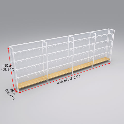 GUHUI-4-Section-Wall-Gondola-Display-Rack-with-White-Hooks-Base-Shelf-402cm_2