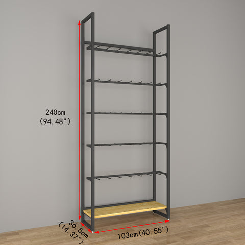GUHUI-Black-Retail-Wall-Hook-Rack-with-Wood-Grain-Base-Shelf-503cm_1