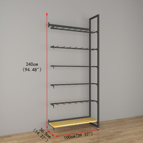 GUHUI-Black-Retail-Wall-Hook-Rack-with-Wood-Grain-Base-Shelf-503cm_2