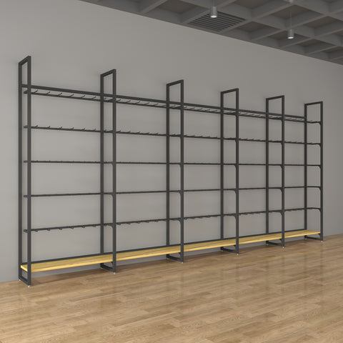 GUHUI-Black-Retail-Wall-Hook-Rack-with-Wood-Grain-Base-Shelf-503cm_3