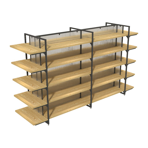 GUHUI-Double-Bay-Gondola-Retail-Shelving-with-End-Cap-Displays-Wood-Shelves-260cm_1