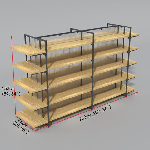 GUHUI-Double-Bay-Gondola-Retail-Shelving-with-End-Cap-Displays-Wood-Shelves-260cm_2