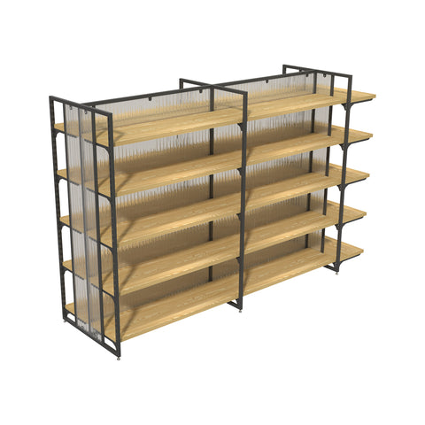 GUHUI-Double-Bay-Retail-Gondola-Shelving-Unit-with-Wood-Shelves-Black-Metal-Frame_1