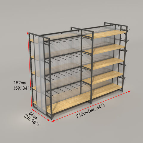 GUHUI-Double-Sided-Gondola-Display-Rack-with-Shelves-Black-Hooks-215cm_3