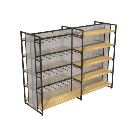 GUHUI-Double-Sided-Gondola-Display-Rack-with-Shelves-_-Hooks-Black-Metal-202cm_2