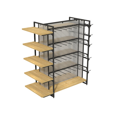 GUHUI-Double-Sided-Gondola-Display-Rack-with-Side-Shelves-Hooks-145cm_2