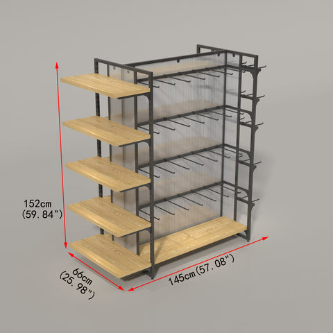GUHUI-Double-Sided-Gondola-Display-Rack-with-Side-Shelves-Hooks-145cm_3
