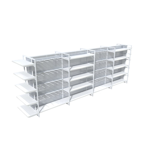 GUHUI-Double-Sided-Gondola-Display-Shelving-with-Hooks-Endcaps-White-445cm_2