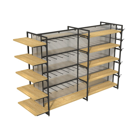 GUHUI-Double-Sided-Gondola-Island-Display-Rack-with-Shelves-Black-Hooks-245cm_2