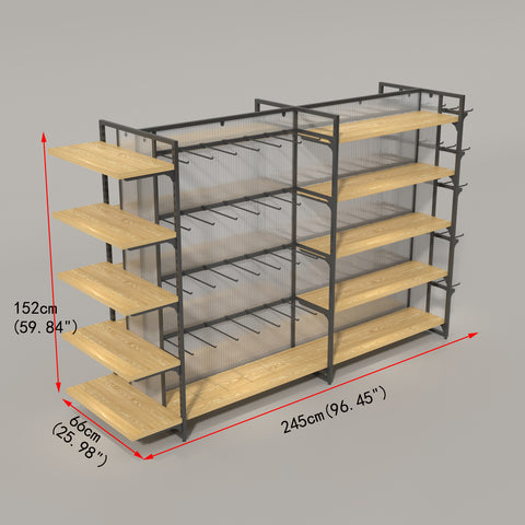 GUHUI-Double-Sided-Gondola-Island-Display-Rack-with-Shelves-Black-Hooks-245cm_3