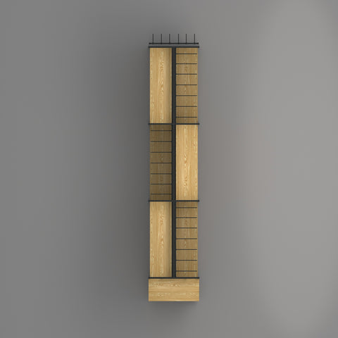 GUHUI-Double-Sided-Gondola-Shelf-with-Black-Hooks-Endcap-Wood-Shelves-345cm_1
