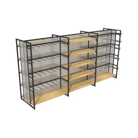 GUHUI-Double-Sided-Gondola-Shelving-with-Black-Hooks-End-Panels-315cm_2