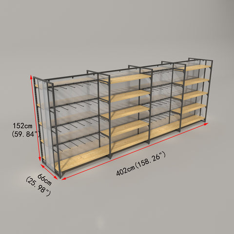 GUHUI-Double-Sided-Gondola-Shelving-with-Black-Hooks-Wooden-Shelves-402cm_3