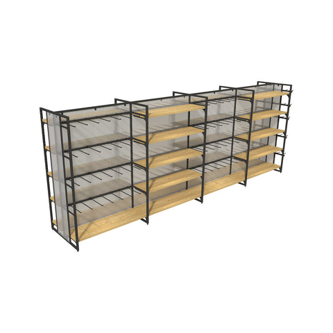 GUHUI-Double-Sided-Gondola-Shelving-with-Wood-Shelves-and-Black-Hook-Display-415cm_2