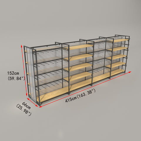 GUHUI-Double-Sided-Gondola-Shelving-with-Wood-Shelves-and-Black-Hook-Display-415cm_3