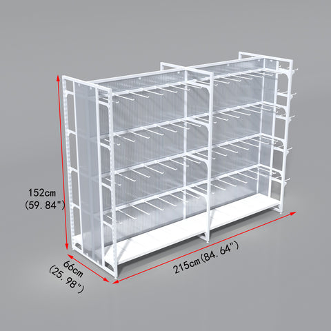 GUHUI-Double-Sided-Island-Gondola-Display-Rack-2150mm-with-Square-Tube-Hooks-White_2