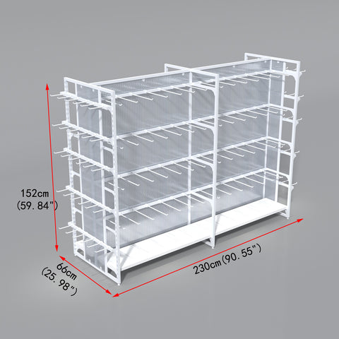 GUHUI-Double-Sided-Island-Gondola-Display-Rack-2300mm-with-Full-Side-Square-Tube-Hooks-White_2