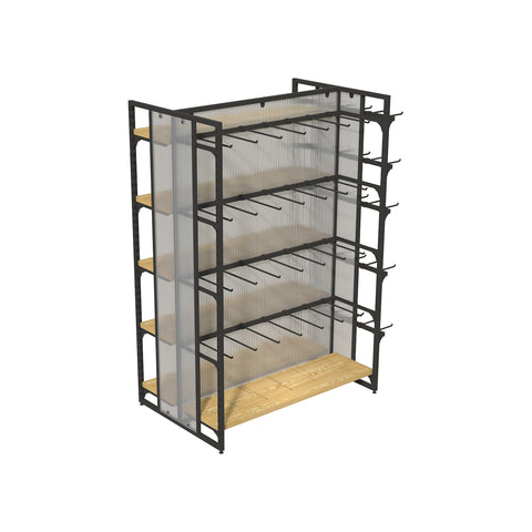 GUHUI-Double-Sided-Retail-Gondola-Display-Rack-with-Side-Hooks-Black-115cm_2