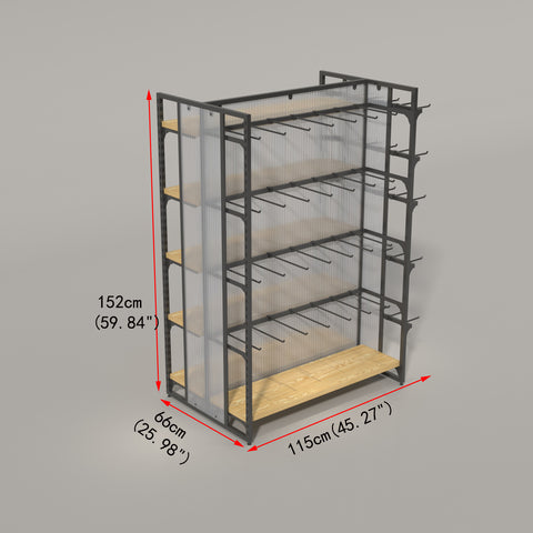 GUHUI-Double-Sided-Retail-Gondola-Display-Rack-with-Side-Hooks-Black-115cm_3