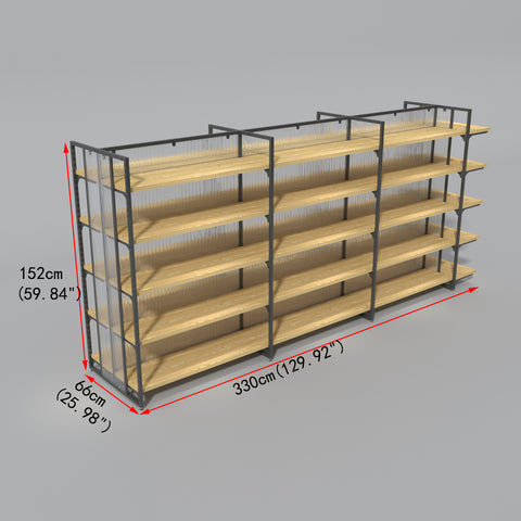 GUHUI-Double-Sided-Retail-Gondola-Shelving-Unit-with-Wood-Shelves-Black-Frame-330cm_2