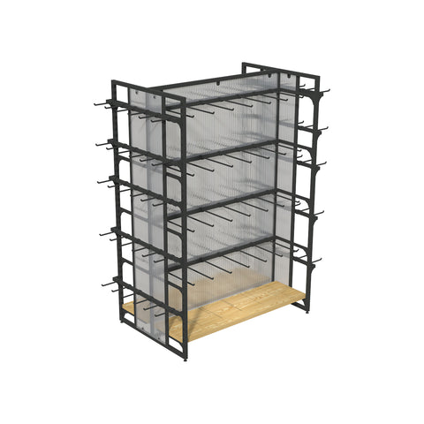 GUHUI-Double-Sided-Retail-Island-Gondola-Display-Rack-with-Hooks-Endcap-Panels-130cm_1