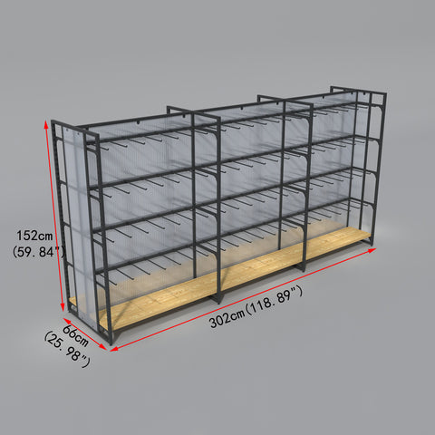 GUHUI-Extra-Long-Double-Sided-Gondola-Rack-with-Square-Tube-Hooks-End-Panels-302cm-Retail-Island-Display_2