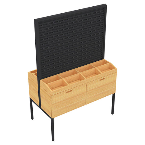 GUHUI-Freestanding-Earring-Display-Cabinet-with-Storage-Drawers-Black-Hook-Panel