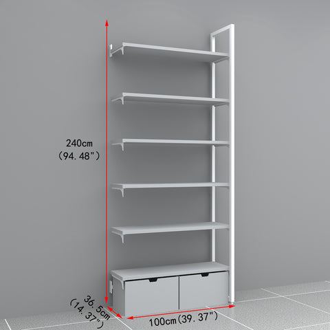 GUHUI-Modular-Retail-Wall-Shelving-Display-with-Drawers-White-Frame-Gray-Shelves-503cm_2
