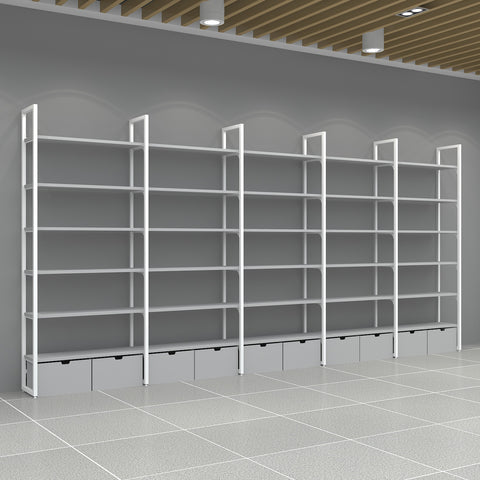 GUHUI-Modular-Retail-Wall-Shelving-Display-with-Drawers-White-Frame-Gray-Shelves-503cm_3