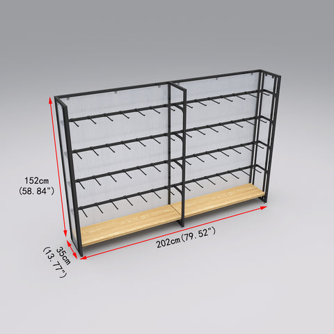 GUHUI-Single-Sided-2-Bay-Square-Tube-Hook-Display-Rack-Black-Frame-202cm_2