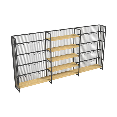 GUHUI-Single-Sided-Gondola-Display-Rack-with-Center-Shelves-Black-Side-Hooks-302cm_1