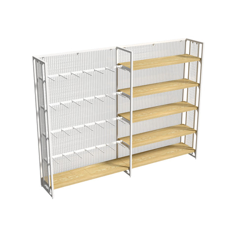 GUHUI-Single-Sided-Gondola-Display-Rack-with-Shelves-Hooks-White-Frame-202cm_1