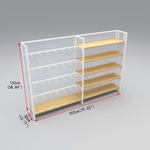 GUHUI-Single-Sided-Gondola-Display-Rack-with-Shelves-Hooks-White-Frame-202cm_2