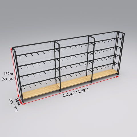 GUHUI-Single-Sided-Gondola-Rack-with-Black-Square-Tube-Hooks-3-Bay-302cm_2