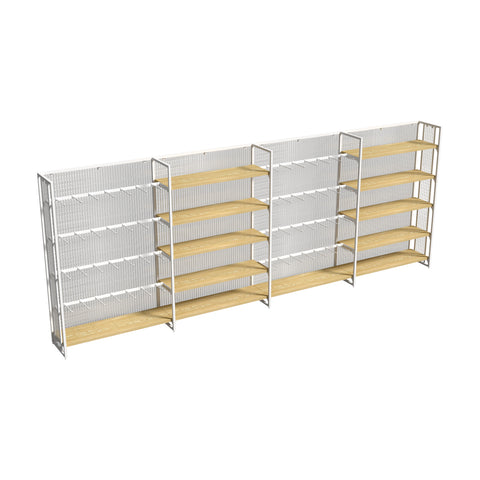 GUHUI-Single-Sided-Gondola-Shelving-with-Wood-Shelves-Hooks-402cm-Retail-Wall-Display_1
