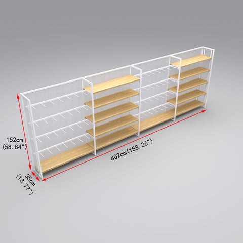 GUHUI-Single-Sided-Gondola-Shelving-with-Wood-Shelves-Hooks-402cm-Retail-Wall-Display_2