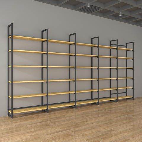 GUHUI-Single-Sided-Gondola-Wall-Shelving-with-Wood-Grain-Shelves-and-Steel-Frame-503cm_3