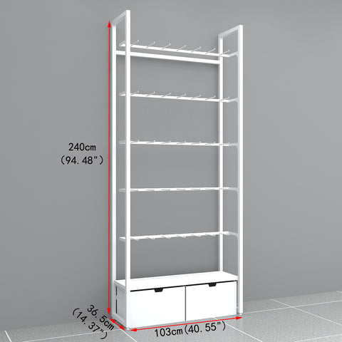 GUHUI-White-Metal-Wall-Display-Rack-with-Drawers-and-Hook-Arms-503cm_1