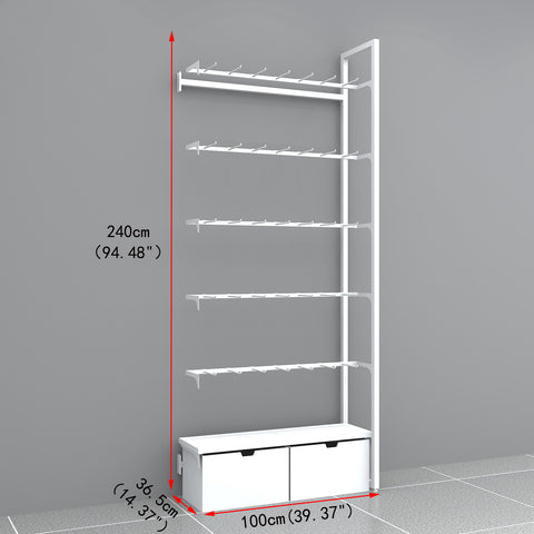 GUHUI-White-Metal-Wall-Display-Rack-with-Drawers-and-Hook-Arms-503cm_2