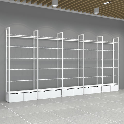 GUHUI-White-Metal-Wall-Display-Rack-with-Drawers-and-Hook-Arms-503cm_3