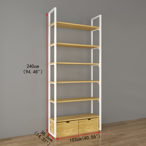 GUHUI-White-Metal-Wall-Display-Shelf-with-Wood-Grain-Shelves-and-Drawer-Storage-503cm_1