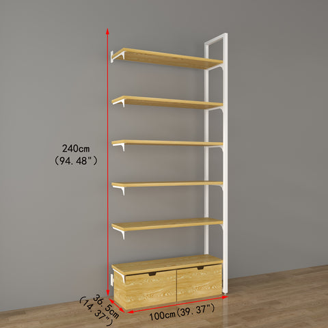 GUHUI-White-Metal-Wall-Display-Shelf-with-Wood-Grain-Shelves-and-Drawer-Storage-503cm_2