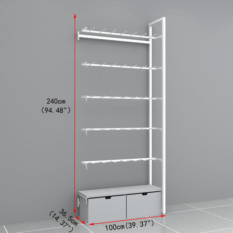 GUHUI-White-Wall-Display-Rack-with-Gray-Hook-Arms-and-Drawer-Storage-503cm_2