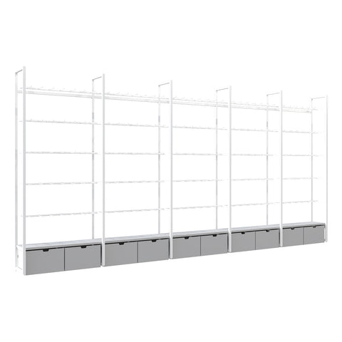 GUHUI-White-Wall-Display-Rack-with-Gray-Hook-Arms-and-Drawer-Storage-503cm_4