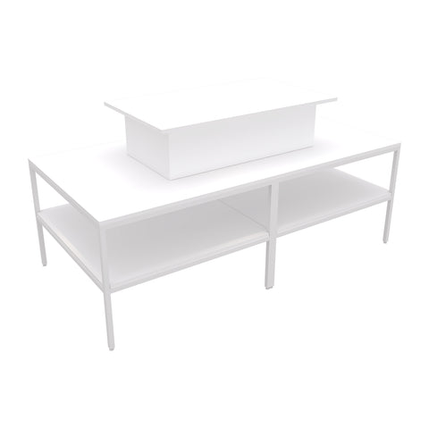 GUHUI240cmCosmeticRetailDisplayTablewithCenterRiser_StorageWhite_1