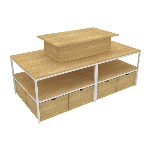 GUHUI240cmDouble-SidedCosmeticsDisplayTablewithStorageDrawers_1